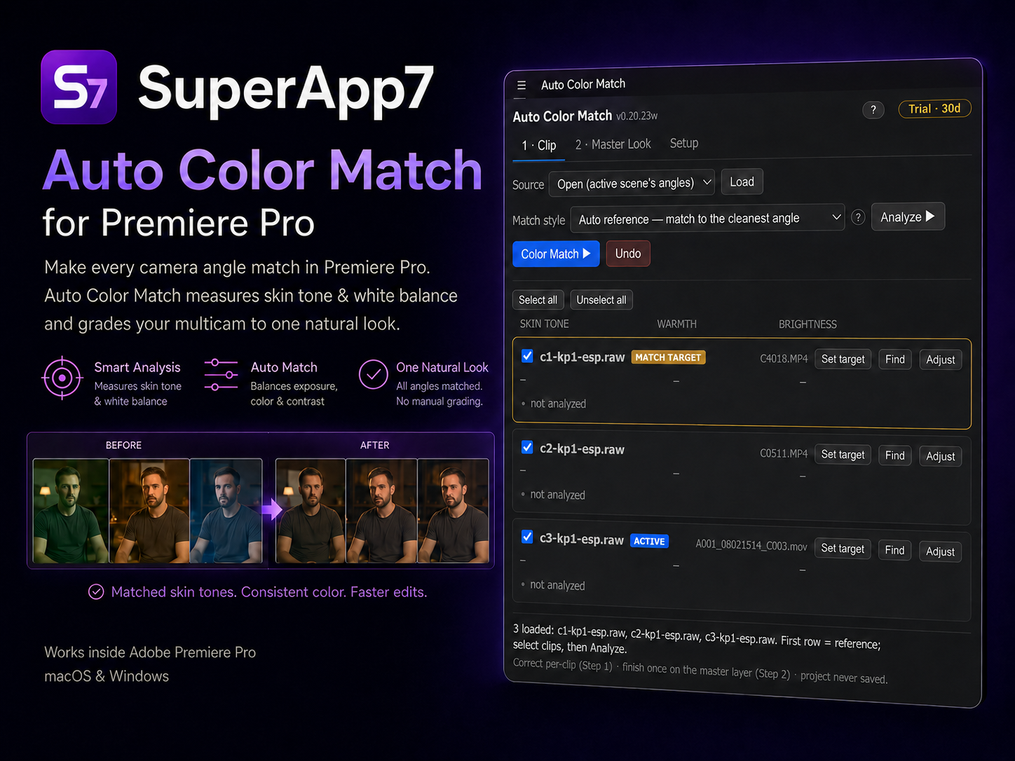 SuperApp7 Auto Color Match for Premiere Pro